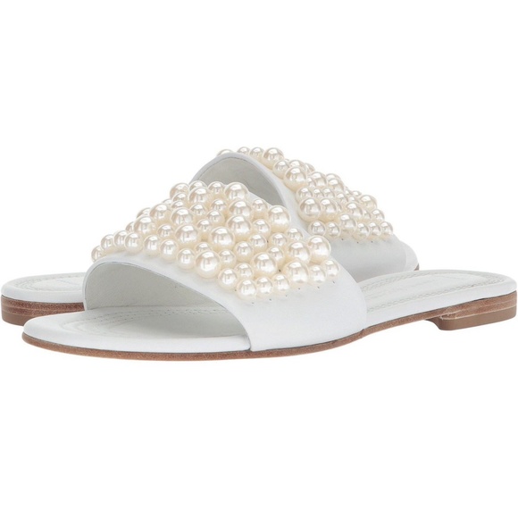 Kennel & Schmenger Elle White Pearls Flat Sandals - Picture 1 of 7